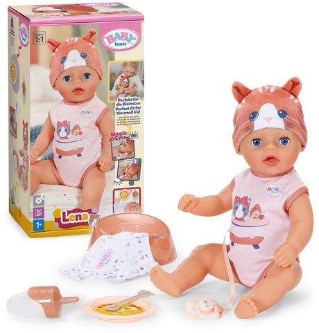 Baby born lena kat - babypop - 36 cm met accessoires - 7 functies - vanaf 1 jaar