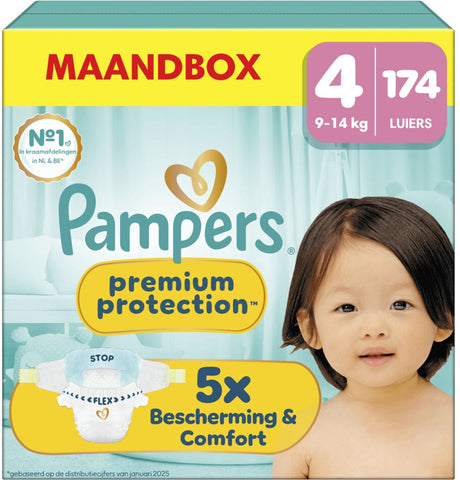 Pampers Premium Protection Größe 4, 174 Windeln, 9kg-14kg