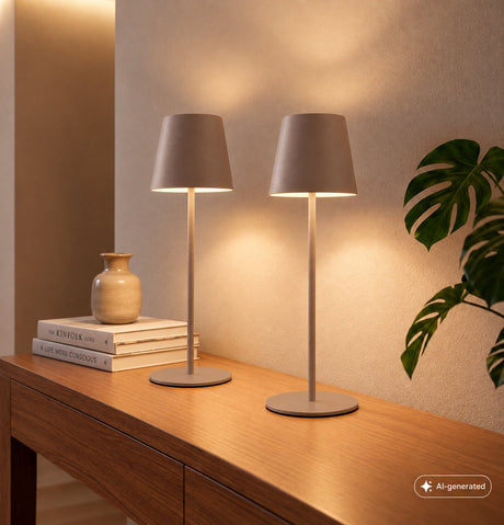 Briloner kiki – 2er-Set Tischlampen wiederaufladbar – dimmbar – für drinnen und draußen – höhenverstellbar – warmweißes Licht – braun