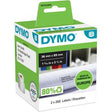 Dymo Original große Labelwriter-Adressetiketten | 36mm x 89mm | 2 Rollen mit je 260 Etiketten (520 selbstklebende Etiketten) | passend für die Labelwriter-Etikettendrucker | Hergestellt in Europa