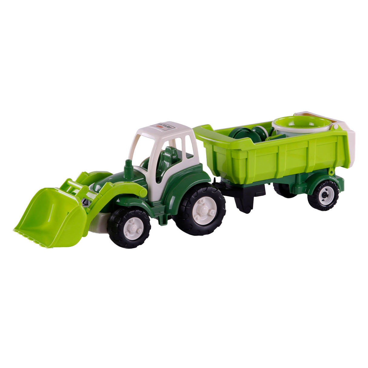 Cavallino XL Tractor Green mit Neigungsanhänger und Eimer -Set, 9dlg.