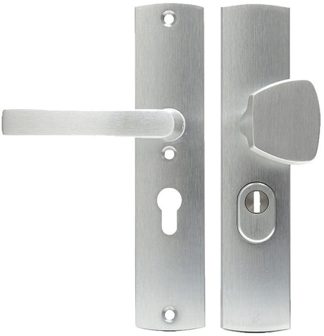 AXA-Sicherheitsbeschlag (Curve Plus) geschliffenes Aluminium: Knaufgriff (Modell S-Block) PC55 mit Kernziehschutz SKG***