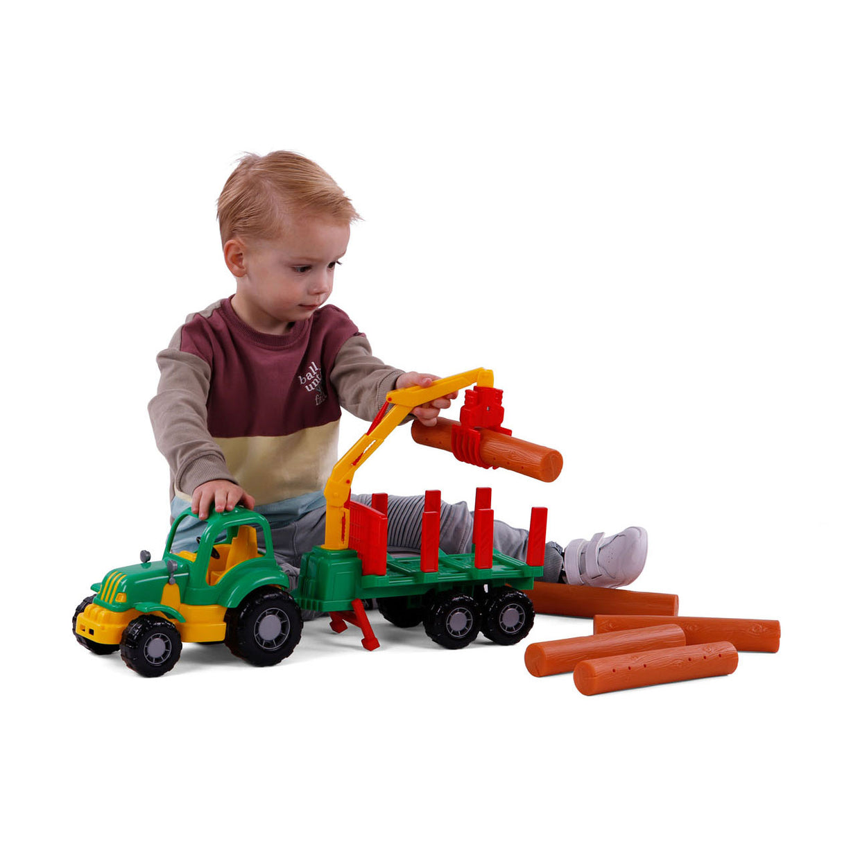 Cavallino Classic Tractor mit Anhänger und Holz, 61 cm