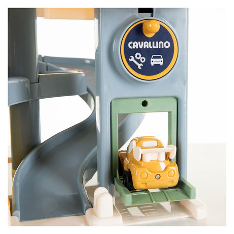 Cavallino Luxusgarage mit Autos in Pastellfarben