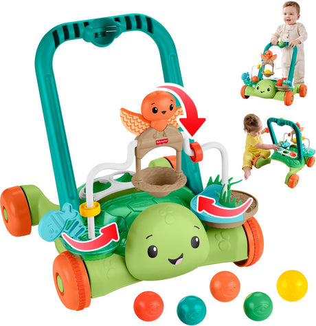 Mattel Fisher-Price Moves with You Turtle Walker – Schiebe- und Aktivitätsspielzeug mit 5 Bällen