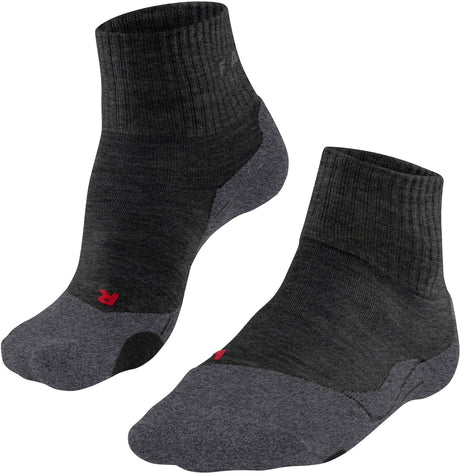 Falke TK2 kurze Anti-Blasen Wandersocken aus dickem Woll-Funktionsmaterial Herren grau - Größe 42-43