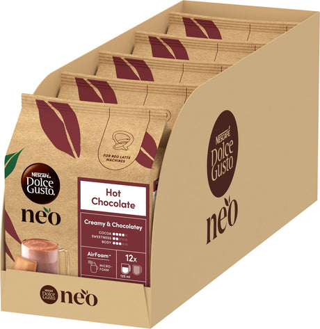Nescafé Dolce Gusto Neo Beutel heiße Schokolade – 5x 12 Beutel für 12 Tassen Schokoladenmilch