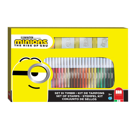 Multiprint Minions-Malset mit Stempeln – kreative Bastelbox 41-teilig.