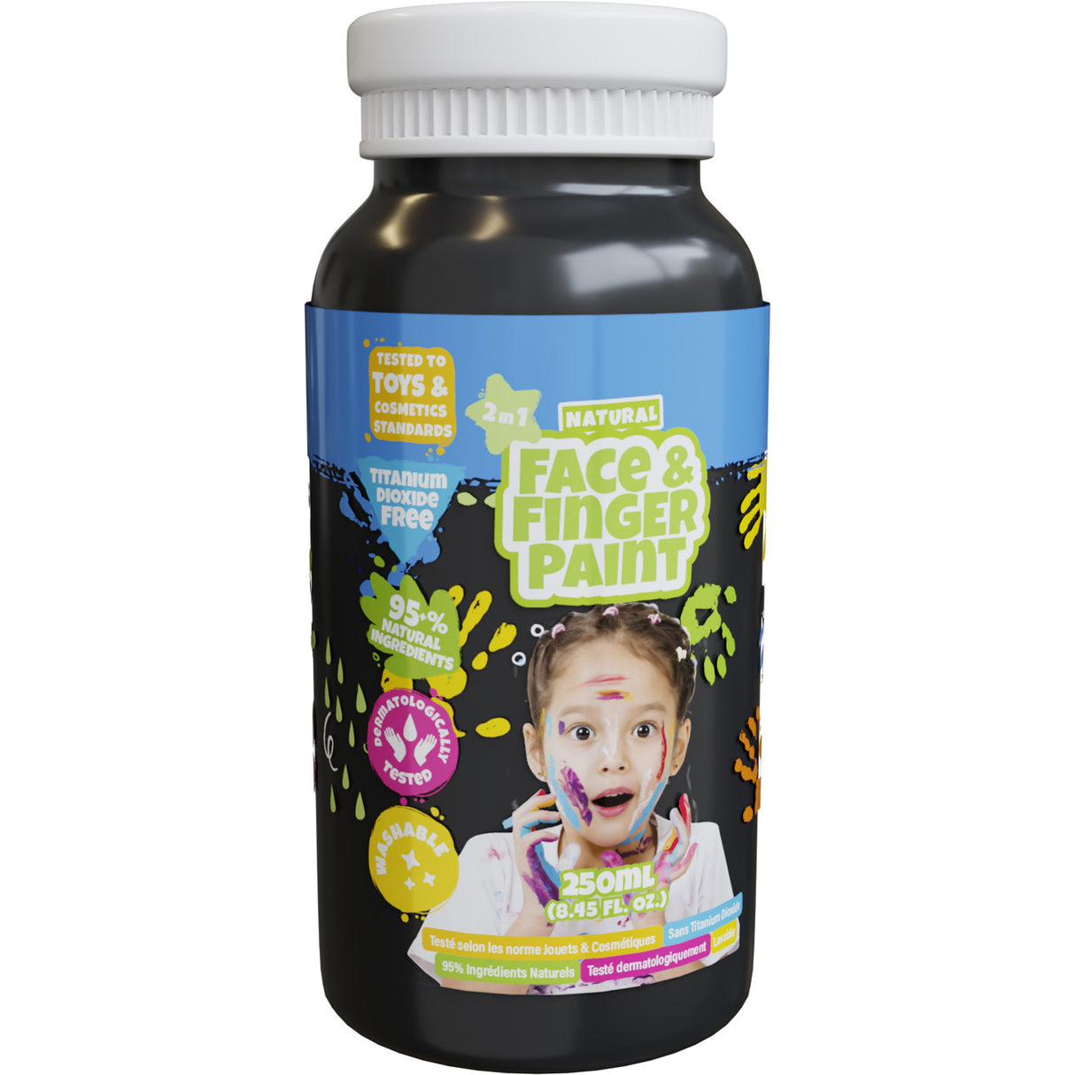 Boti natürliche Fingerfarben-Gesichtsflasche – schwarz, 250 ml