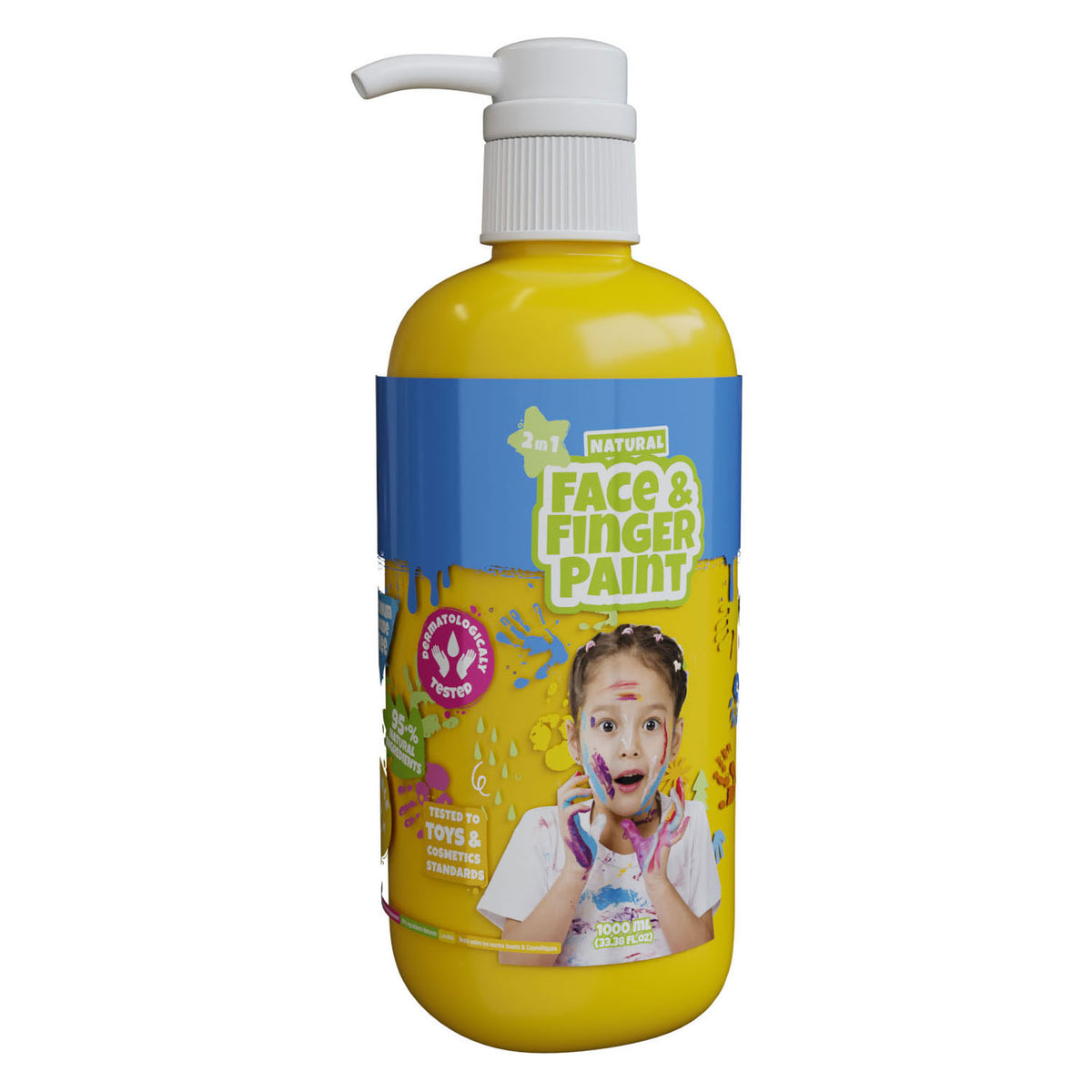 Natürliche Gesichts-Fingermalfarbe mit Pumpe – gelb, 1 l – Gesichtsfarbe