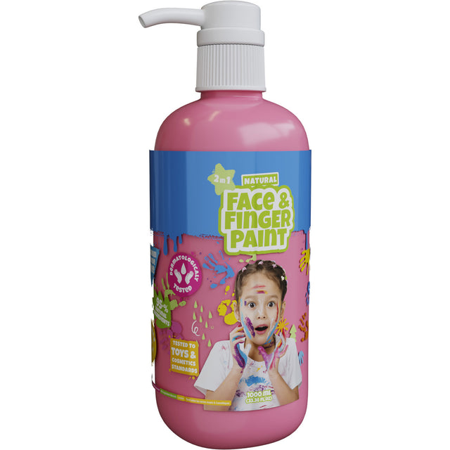 Natürliche Fingerfarben-Gesichtsflasche mit Pumpe – rosa, 1 l – Gesichtsfarbe