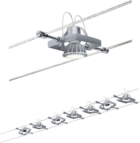 Paulmann wire system set macii max 7x10w gu5,3 chroom mat 230 12v 80va metaal kunststof