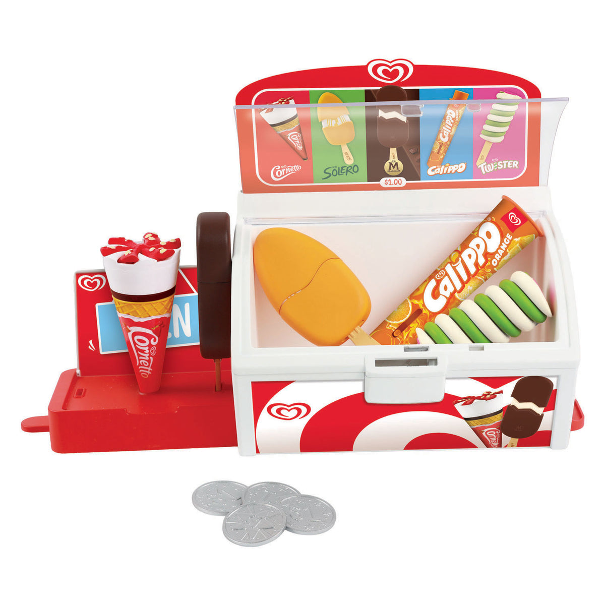 Casdon Ola Spiel-Eiscreme-Gefrierschrank mit 5 Eissorten