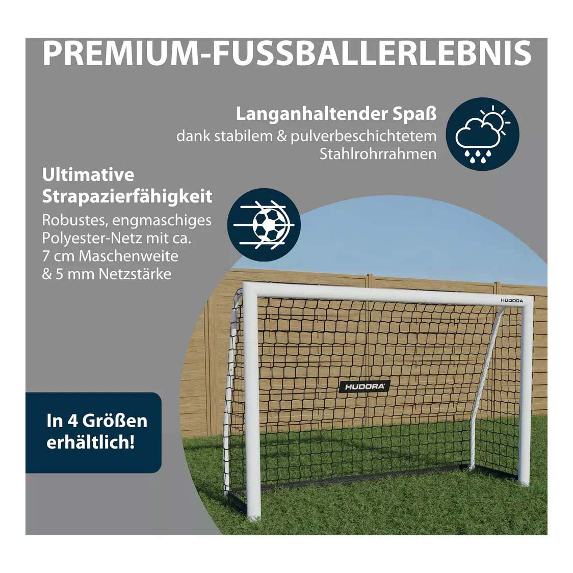 Hudora-Fußballtor auf 120 vorgerückt