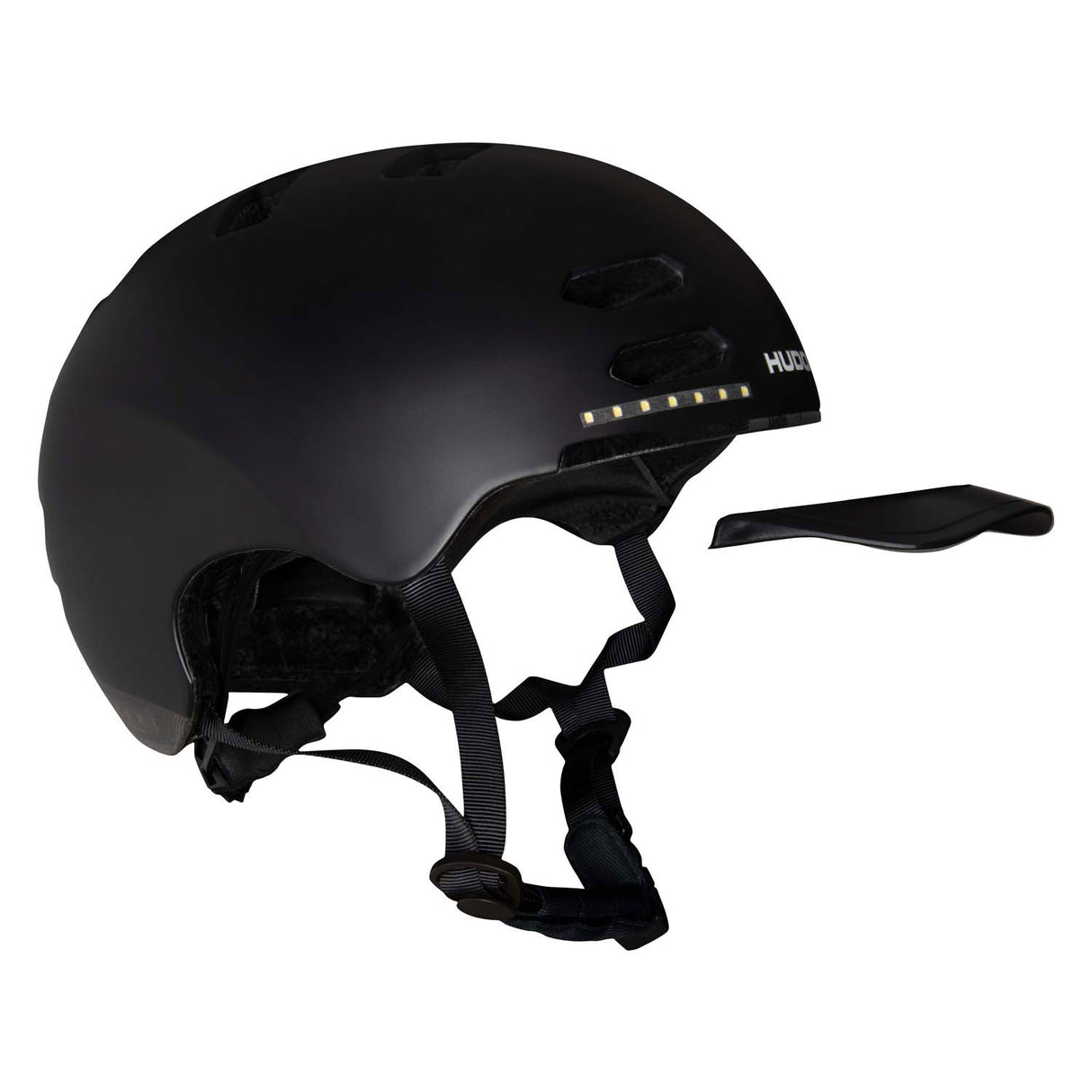 Hudora Skaterhelm mit Stoff und LED schwarz, Größe S (53-55cm)