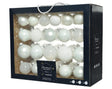 Decoris Weihnachtskugel-Set aus Glas, winterweiß, Box mit 42 Stück