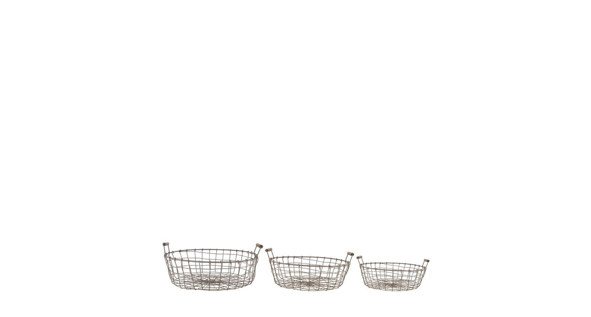 Iron basket round 39x17 s 3 grey