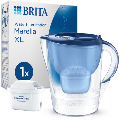 Brita - Wasserfilterkanne - Marella XL - 3,5l - Blau - inkl. 1 Maxtra Pro All-in-1-Filterkartusche