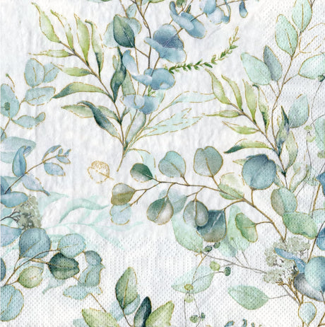 Merkloos sans marque 20 servetten eucalyptus, 33x33 cm, 3-laags, feestdecoratie