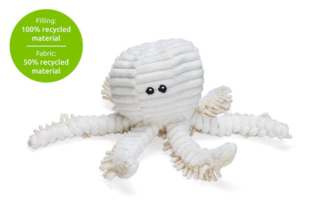 Beeztees Öko-Hundekuscheltier Oktopus Okki – Hundespielzeug – ohne Quietschen – 100 % recycelt – Beige – 26 x 13 x 13 cm, Einheitsgröße