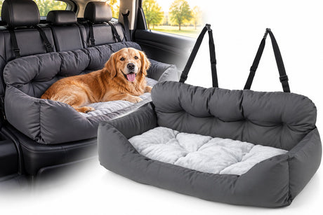 Flamingo Autositz Hund – Autositz Orlando Grau – 100x57x20cm – sicher bequem – für Rücksitz