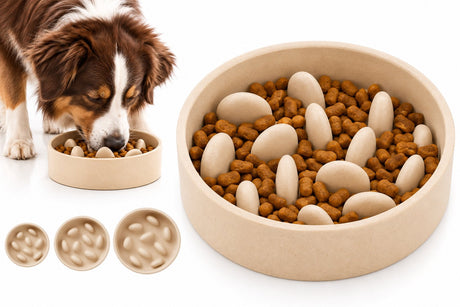 Flamingo Anti-Fresser-Hund – Slow Feeder – Hundefutternapf – ø17,5 cm – 790 ml – Greni-Futternapf – Beige – rund