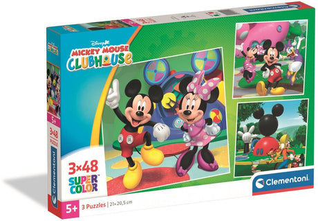 Clementoni Kinderpuzzles Mickey Mouse Club House – 3 Puzzles à 48 Teile – Puzzle- und Puzzle-Set – Lernspielzeug für Kinder ab 4 Jahren