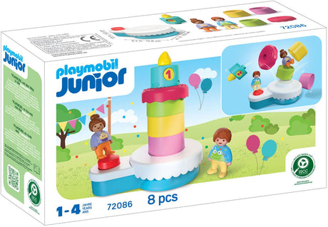 Playmobil junior verjaardagstaart speelgoed set - kleurrijke verrassingstaart.
