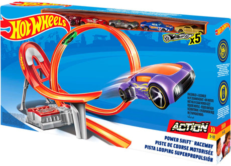 Hot wheels power shift racebaan met 5 diecast