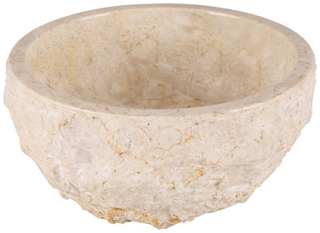 Differnz asti waskom - massieve opzetwaskom van gepolijst marmer - rond model met diameter ø 38 cm - te bevestigen op een blad - zonder overloopsysteem - elk exemplaar met uniek patroon - kleur beige