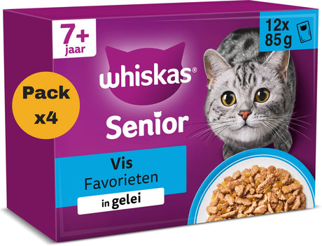 Whiskas Katzenfutter – Senior 7+ – Fischauswahl in Gelee – 48 x 85 g