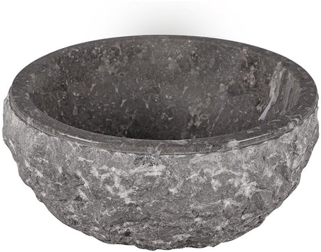 Differnz Asti Waschbecken – Aufsatzwaschbecken aus poliertem Marmor – rundes Modell – pflegeleicht – einzigartiges Steinmuster – passend für das Badezimmer – Größe ø 38 cm x 15 cm – Farbe Grau