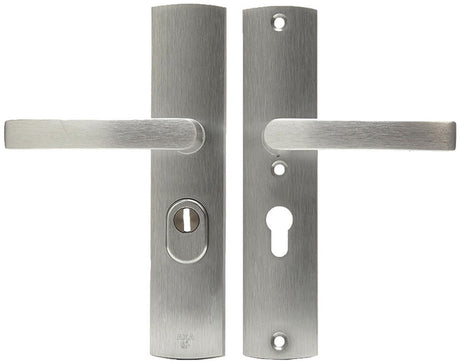 AXA-Sicherheitsbeschlag (Curve Plus) geschliffenes Aluminium: Griff-Griff (Blockmodell) PC55 mit Kernziehschutz SKG***
