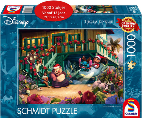 Schmidt – Puzzle – Disney, Lilo und Stitch Aloha Weihnachten – Thomas Kinkade – 1000 Teile – Erwachsene – ab 12 Jahren