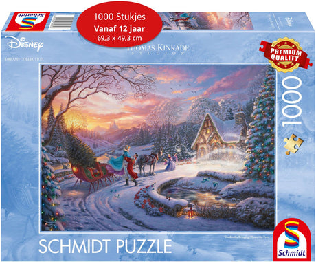 Schmidt – Puzzle – Disney, Aschenputtel, Weihnachten nach Hause bringen – Thomas Kinkade Studios – 1000 Teile – Erwachsene – ab 12 Jahren