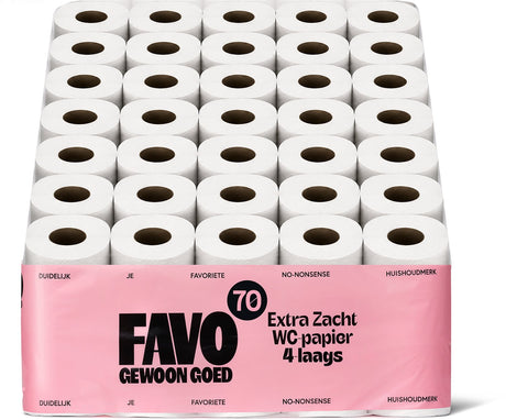 Favo gewoon goed favo toiletpapier - 4-laags - 70 rollen - 160 vellen per rol - extra zacht sterk wc-papier - voordeelverpakking