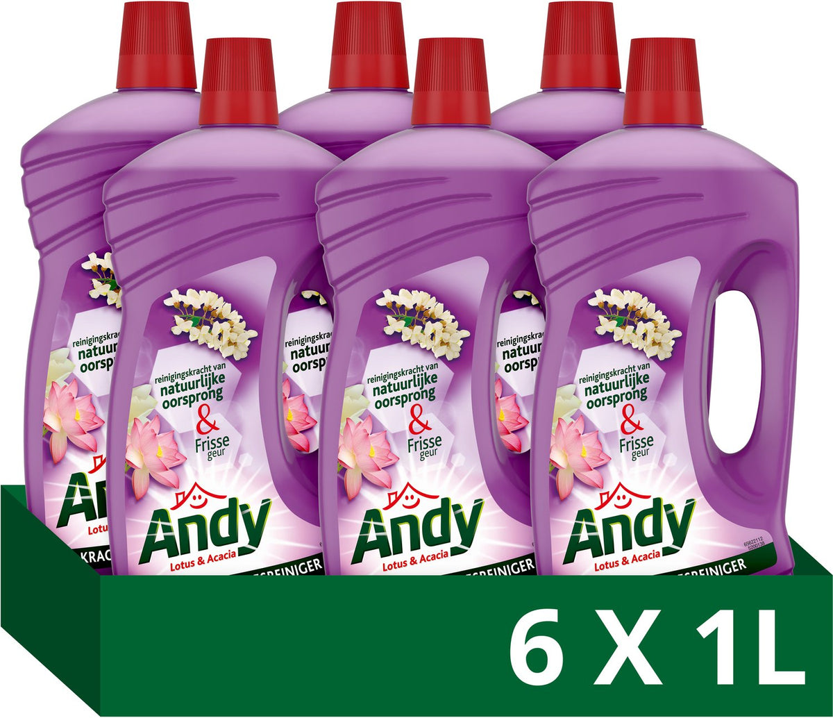 Andy – Lotus-Akazie-Allzweckreiniger – 6 Flaschen x 1 l – Vorteilspack