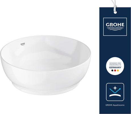 Grohe Essence Rundwaschbecken – 40 cm – ohne Überlauf – glänzende Keramik – Aquaceramic Hyperclean – Weiß