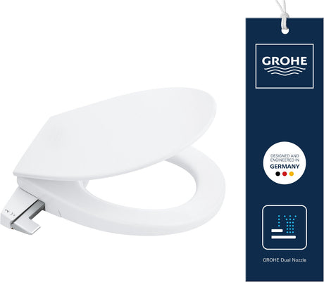 Grohe Bau manueller Bidet-Sitz – mit Deckel – Soft-Close – kein Strom erforderlich – 2 Sprüharme
