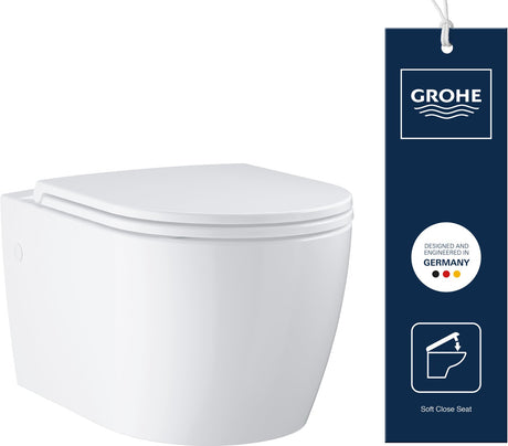 Grohe start round hangend toilet met softclose zitting - randloos - horizontale afvoer - zonder inbouwreservoir - alpine wit