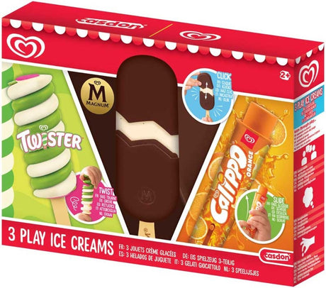 Casdon Ola Set Spielzeugeis – Set mit 3 Spielzeugeiscremes | mit Calippo, Twister, Magnum