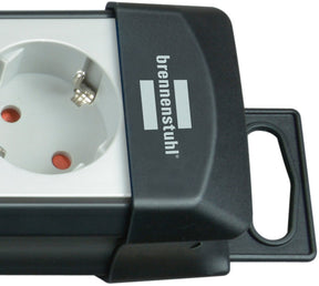 Brennerstuhl Premium Line Technik Steckdose 5-fach schwarz hellgrau 3M H05VV-F 3G1,5 einzeln schaltbar speziell für Zwischenstecker vorgesehen