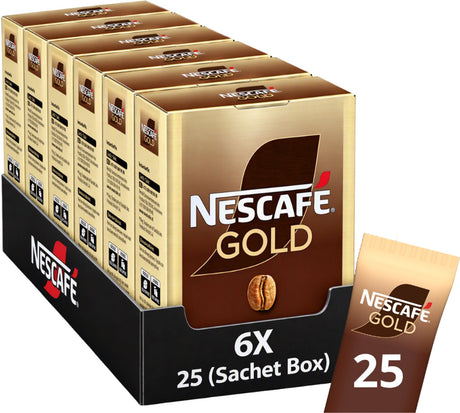 Nescafé Gold Instantkaffee – 6 Kartons x 25 Beutel