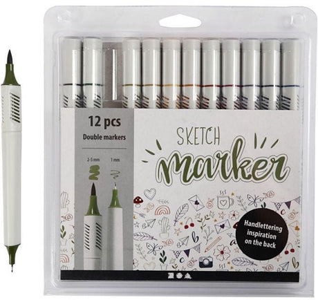 Creativ Company Handschriftmarker Farbe, 12 Stk. doppelseitig