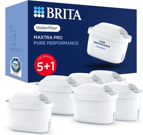 Brita Wasserfilterkartusche Maxtra Pro Pure Performance – 5+1 Stück – Original Wasserfilter für Wasserfilterkannen – filtert Verunreinigungen wie Herbizide, PFAs, Chlor, Kalk und Metalle