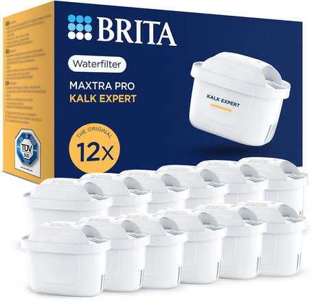 Brita Wasserfilterkartusche Maxtra Pro Limescale Expert – 12 Stück – Original Wasserfilter für alle Kannen zum Schutz von Geräten mit hartem Wasser – filtert unter anderem Kalk, Verunreinigungen, Chlor und Metalle