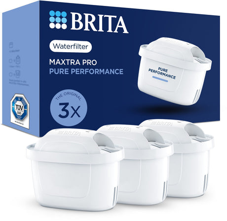 Brita Wasserfilterkartusche Maxtra Pro Pure Performance – 3 Stück – Original Wasserfilter für Wasserfilterkannen – filtert Verunreinigungen wie Herbizide, PFAs, Chlor, Kalk und Metalle