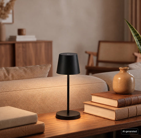 Briloner – wiederaufladbare Tischleuchte – kabellose Lampe – dimmbar – mit Akku – USB-C – 2,6 W – IP44 – Innen-Außen – Schwarz – 26 x 10,5 cm