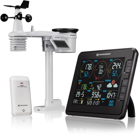 Bresser Wetterstation - Profi WLAN 7-in-1 Wetterzentrale mit Lichtintensität und UV-Messung - Schwarz