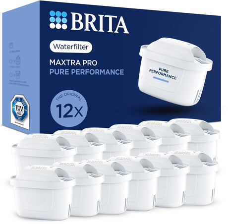 Brita Wasserfilterkartusche Maxtra Pro Pure Performance – 12 Stück – Original Wasserfilter für Wasserfilterkannen – filtert Verunreinigungen wie Herbizide, PFAs, Chlor, Kalk und Metalle